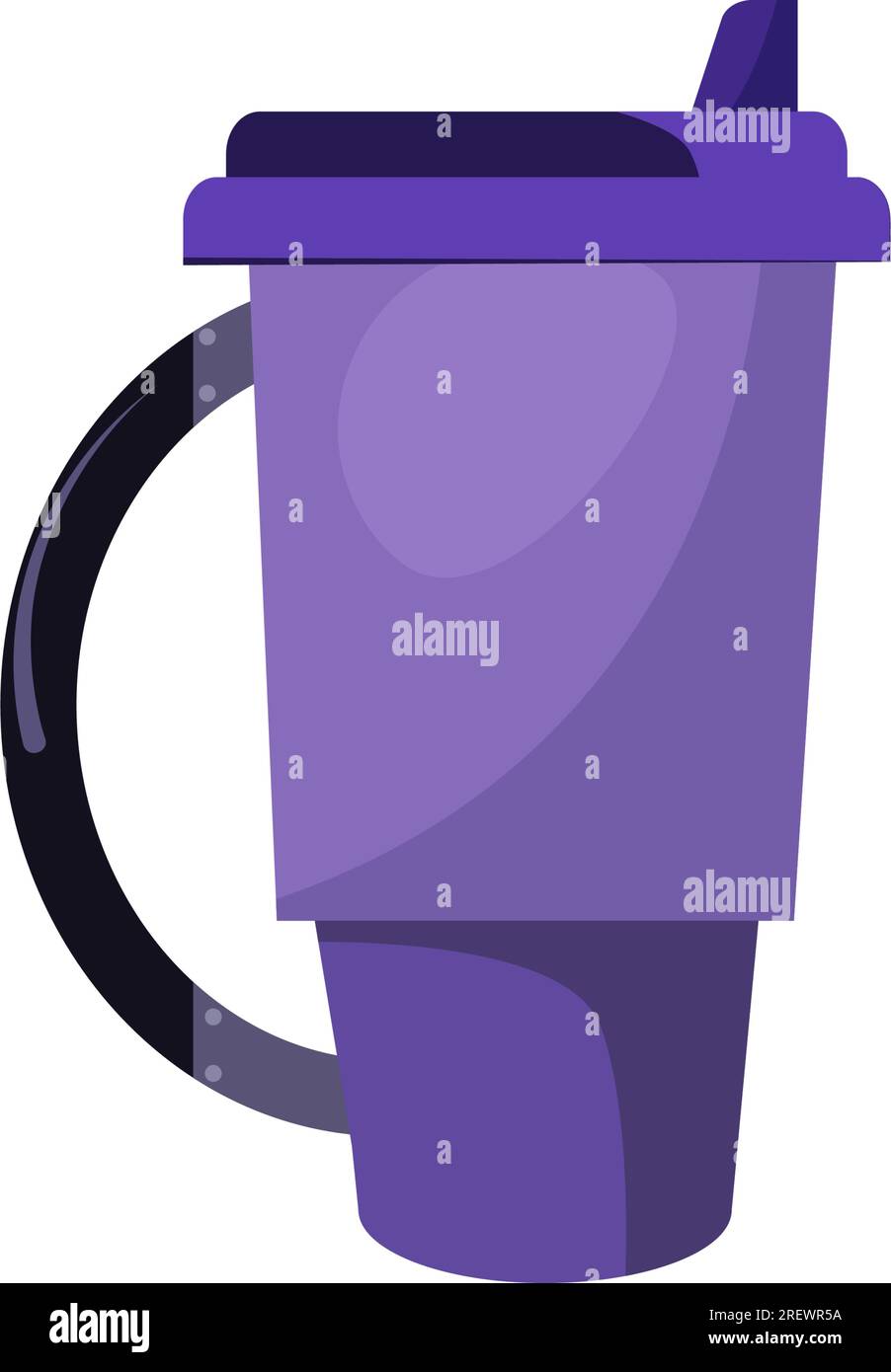 Tazza termica viola con coperchio e manico Illustrazione Vettoriale