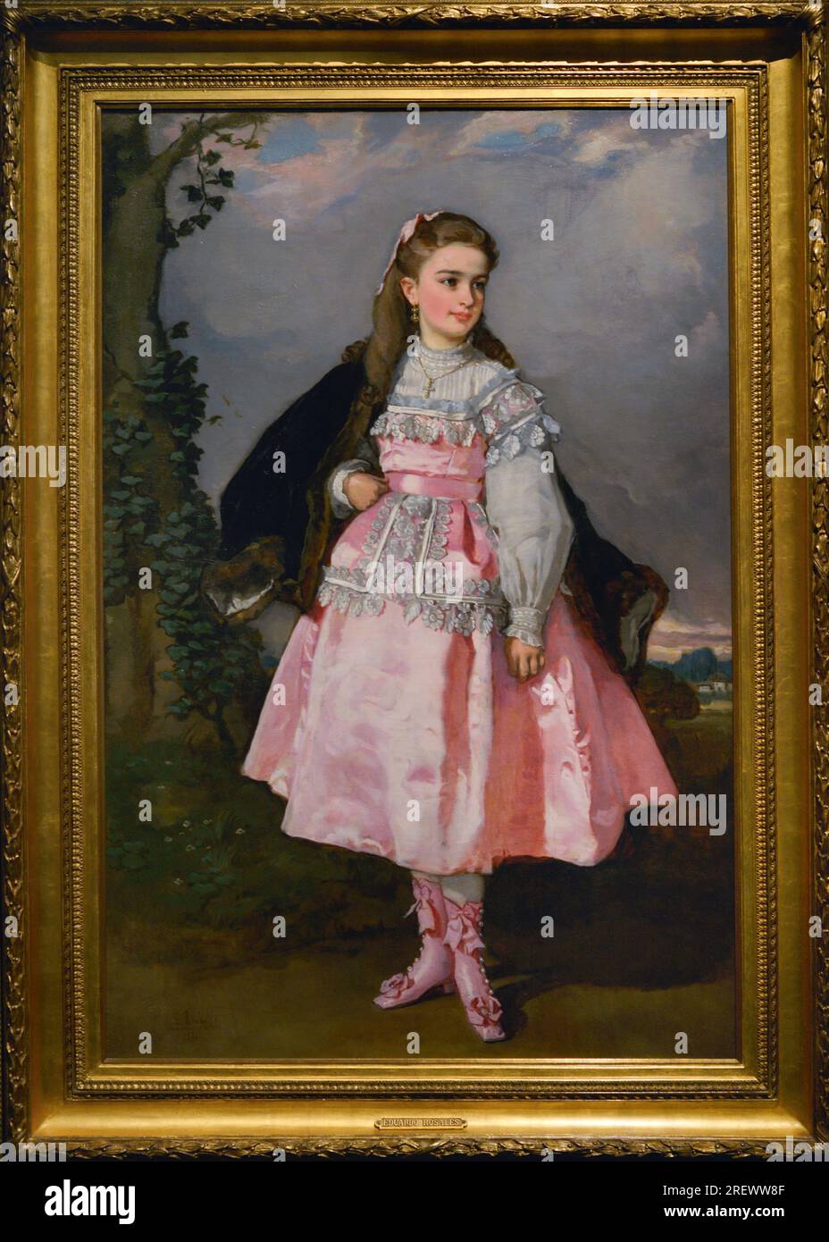 Eduardo Rosales Gallinas (1836-1873). Pittore spagnolo. Ritratto di Concepción Serrano, poi contessa di Santovenia, 1871. Figlia del generale Serrano (Francisco Serrano Domínguez), duca de la Torre, e di sua moglie cubana Antoñita Domínguez Borell. Olio su tela, 163 x 106 cm. Museo del Prado. Madrid. Spagna. Foto Stock