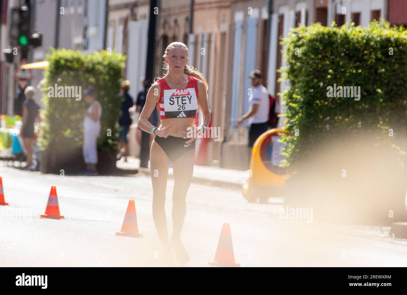 Albi, France. 30th July, 2023. Pauline Stey, 2023 French champion of the 10km walk French Athletics Championship 2023 in Albi, France, july 30 2023, Photo by Arnaud Bertrand/ ABACAPRESS.COM Credit: Abaca Press/Alamy Live News Foto Stock