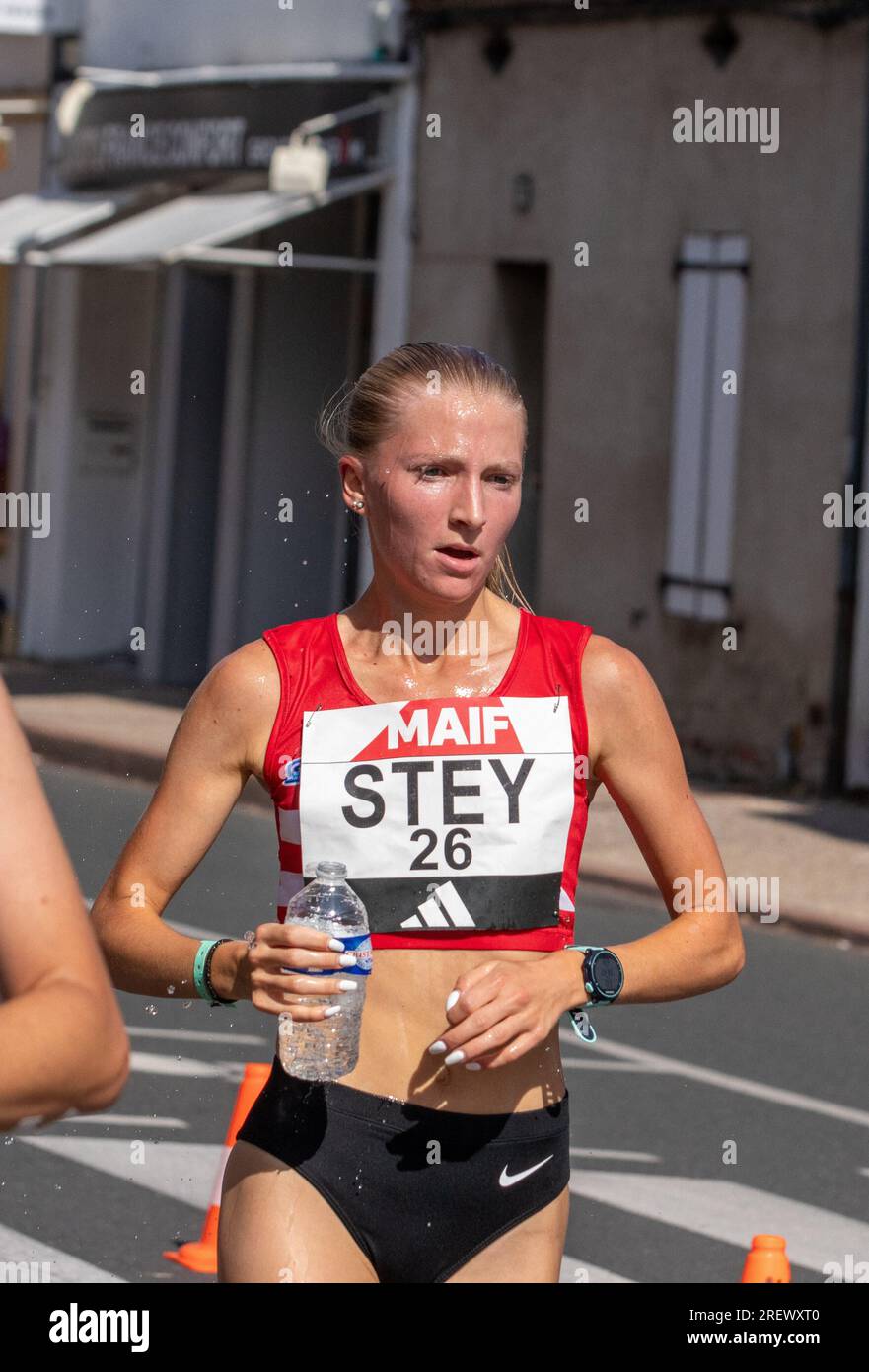 Albi, France. 30th July, 2023. Pauline Stey, 2023 French champion of the 10km walk French Athletics Championship 2023 in Albi, France, july 30 2023, Photo by Arnaud Bertrand/ ABACAPRESS.COM Credit: Abaca Press/Alamy Live News Foto Stock