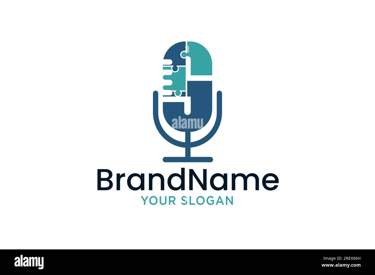 Logo del puzzle Con podcast Letter S Illustrazione Vettoriale