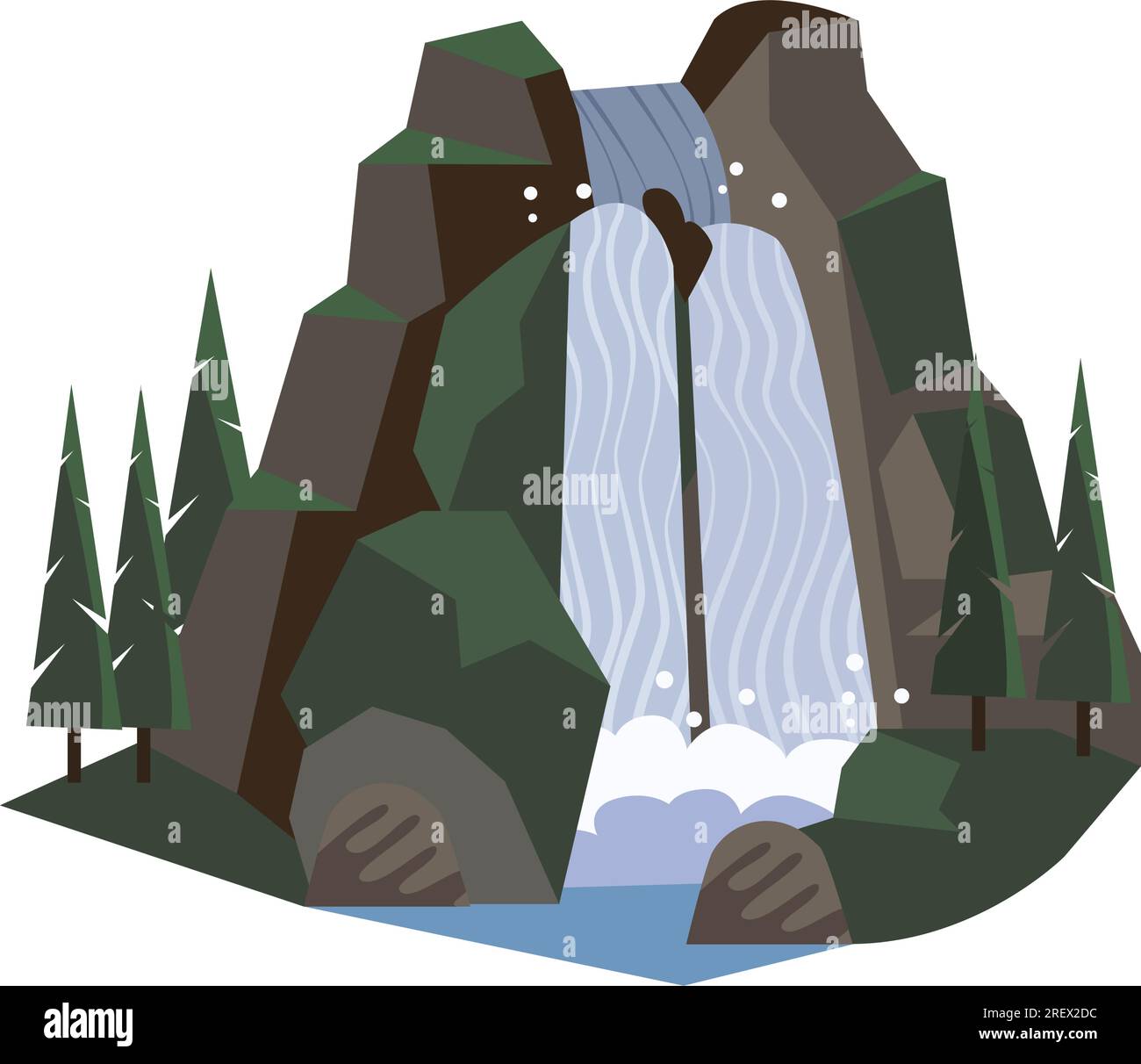 Rocce con illustrazione vettoriale a cascata Illustrazione Vettoriale