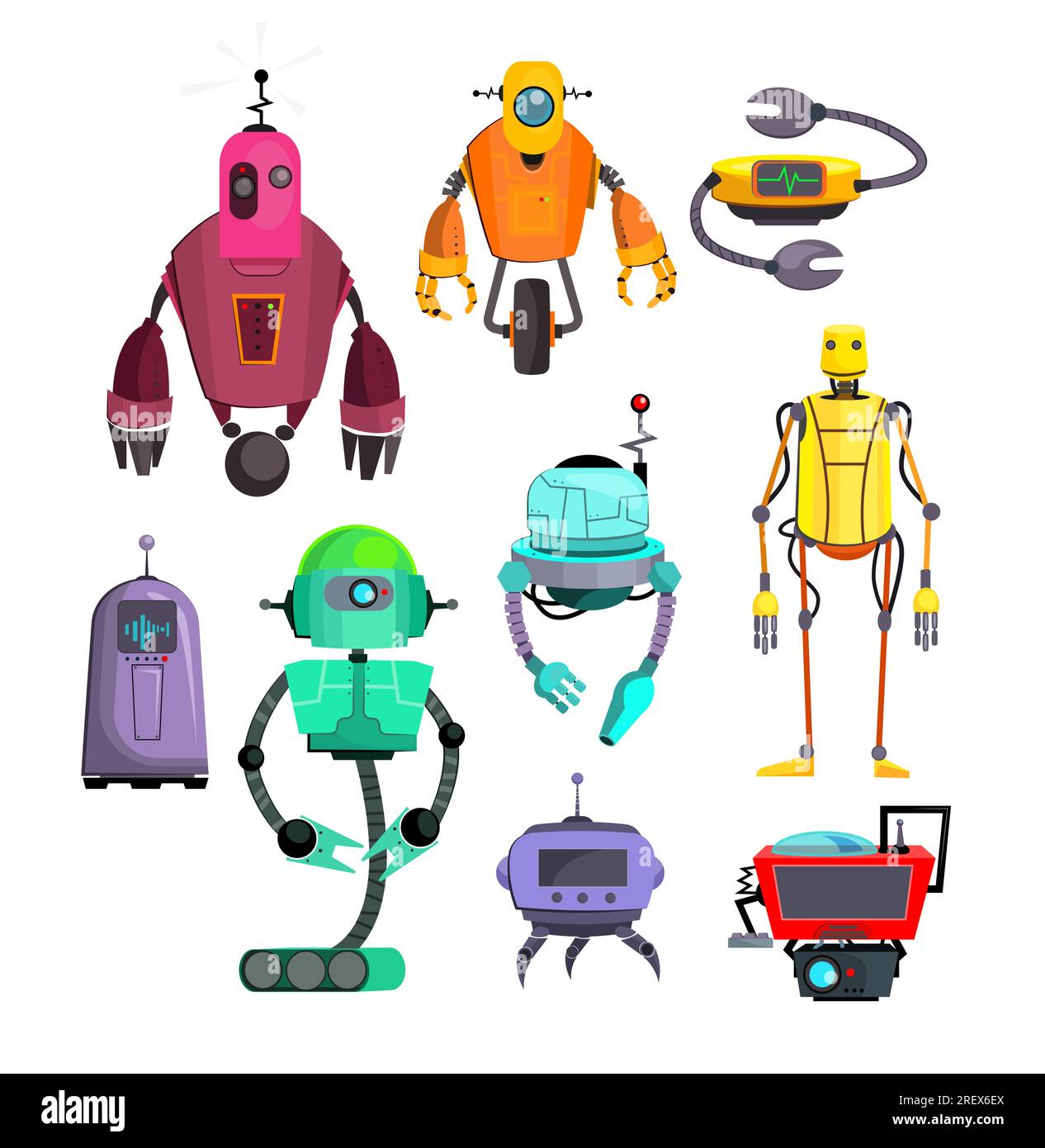 Set di robot colorati Illustrazione Vettoriale