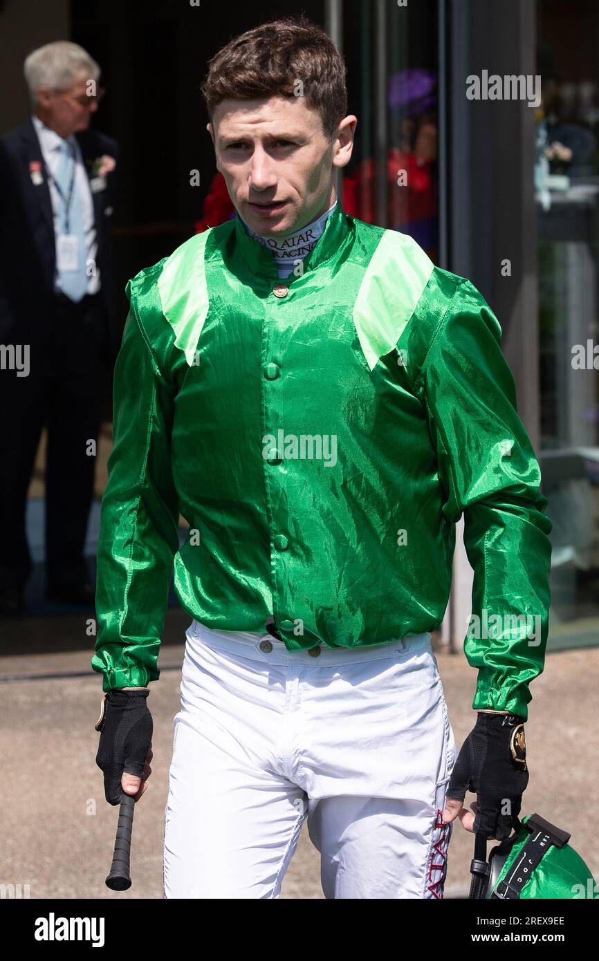 Ascot, Berkshire, Regno Unito. 29 luglio 2023. Jockey Oisin Murphy prima di salire sul Longines Valiant Stakes all'ippodromo di Ascot al QIPCO King George Day. Credito: Maureen McLean/Alamy Live News Foto Stock