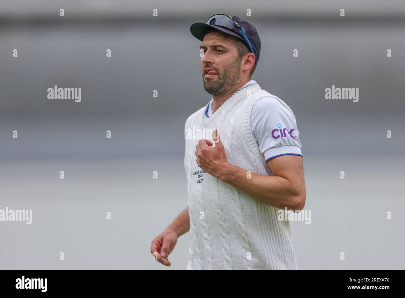 Mark Wood of England durante il LV= Insurance Ashes Fifth test Series Day Four Match Inghilterra vs Australia al Kia Oval, Londra, Regno Unito, 30 luglio 2023 (foto di Mark Cosgrove/News Images) Foto Stock