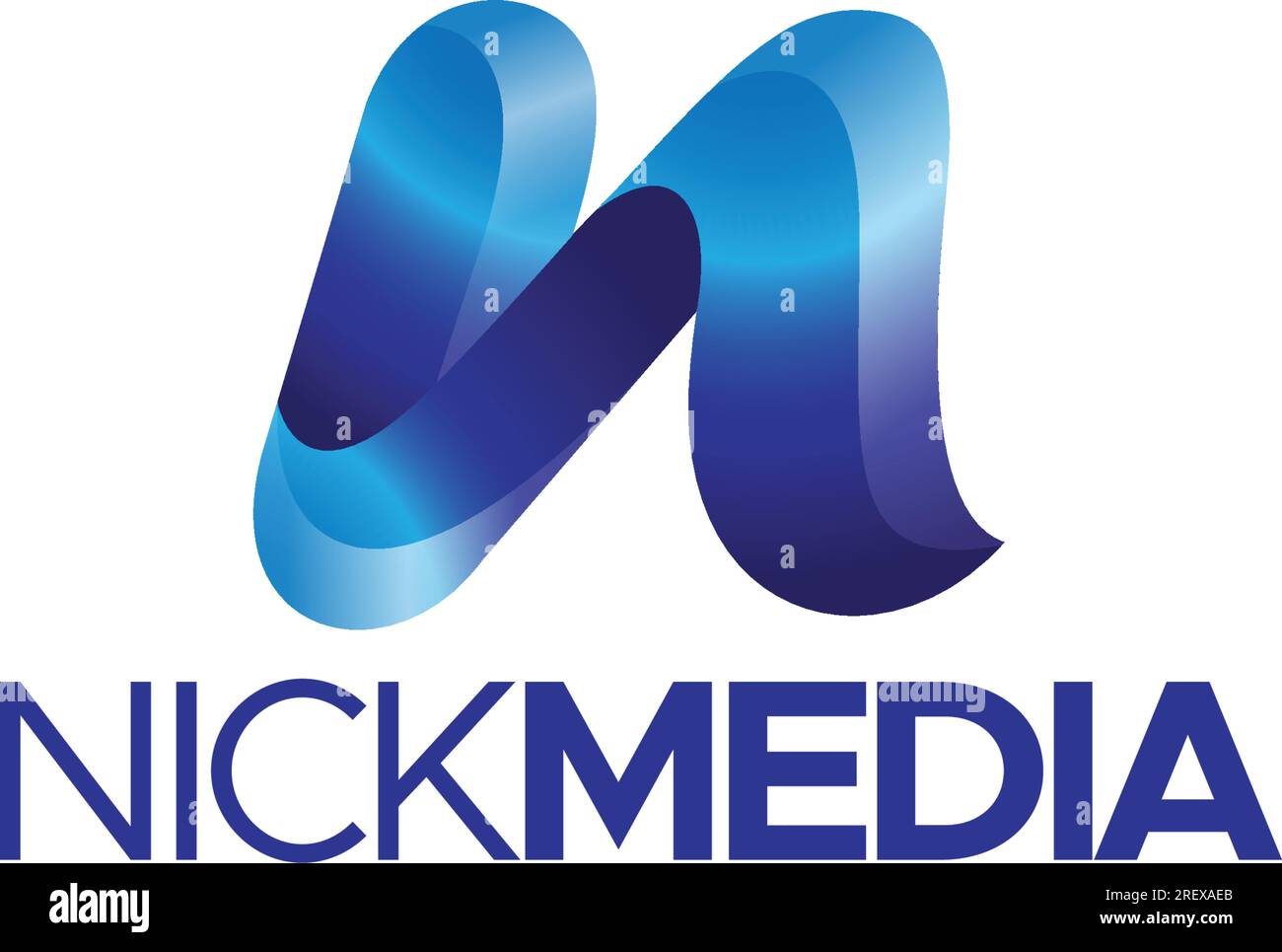 Logo NICK iniziale con lettera piatta Mark Illustrazione Vettoriale