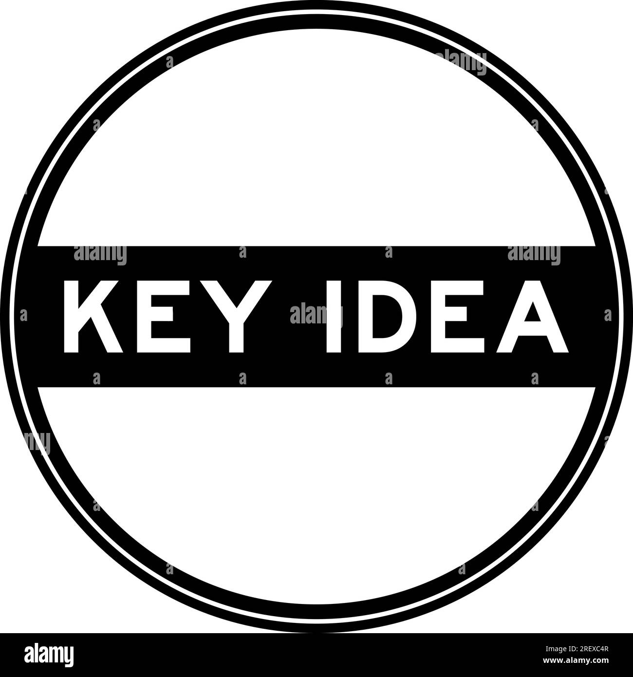 Adesivo sigillante rotondo di colore nero in Word Key idea su sfondo bianco Illustrazione Vettoriale