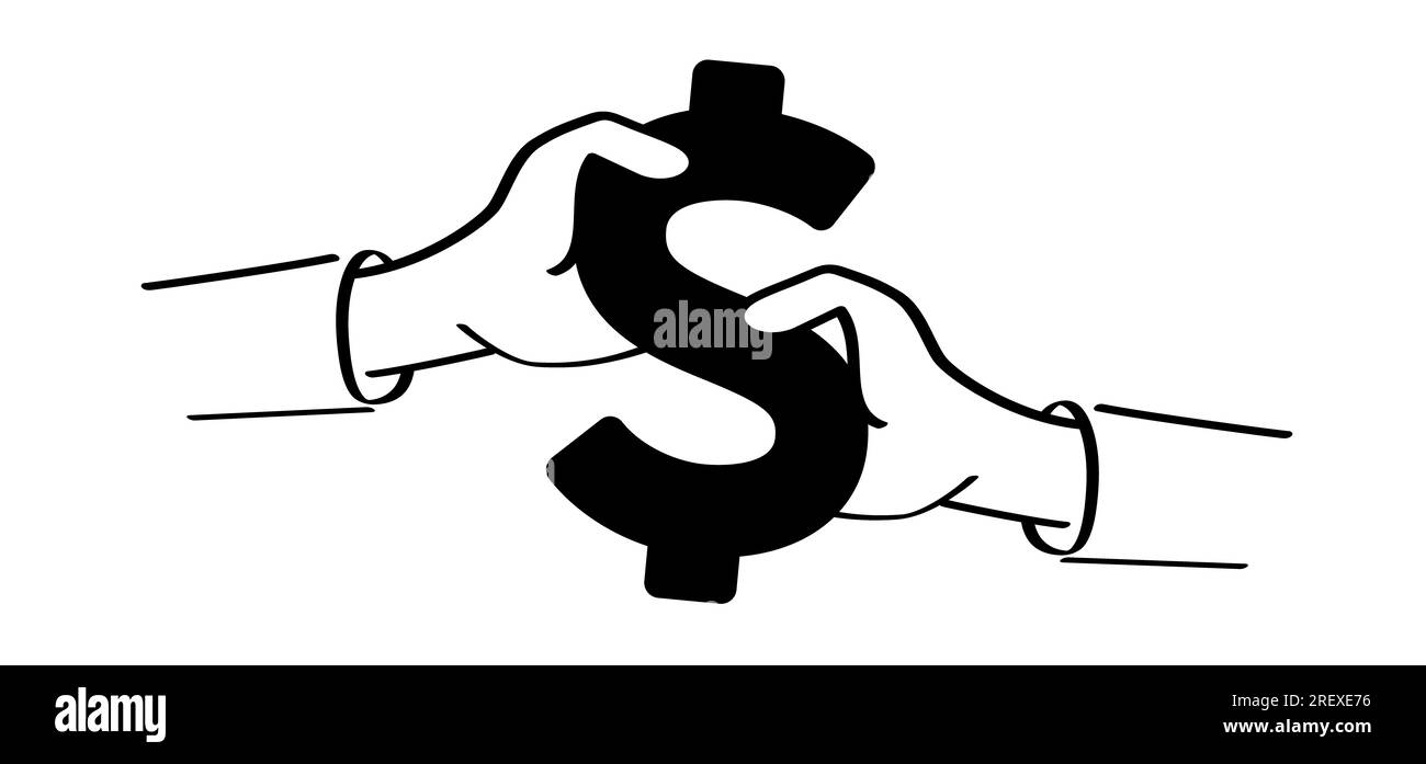 Cartoon bundle usa carta moneta icona o logo. Vettore dollaro, banconote o bolletta. Fatture per contanti e valuta. Banconote, investimenti finanziari bancari Foto Stock