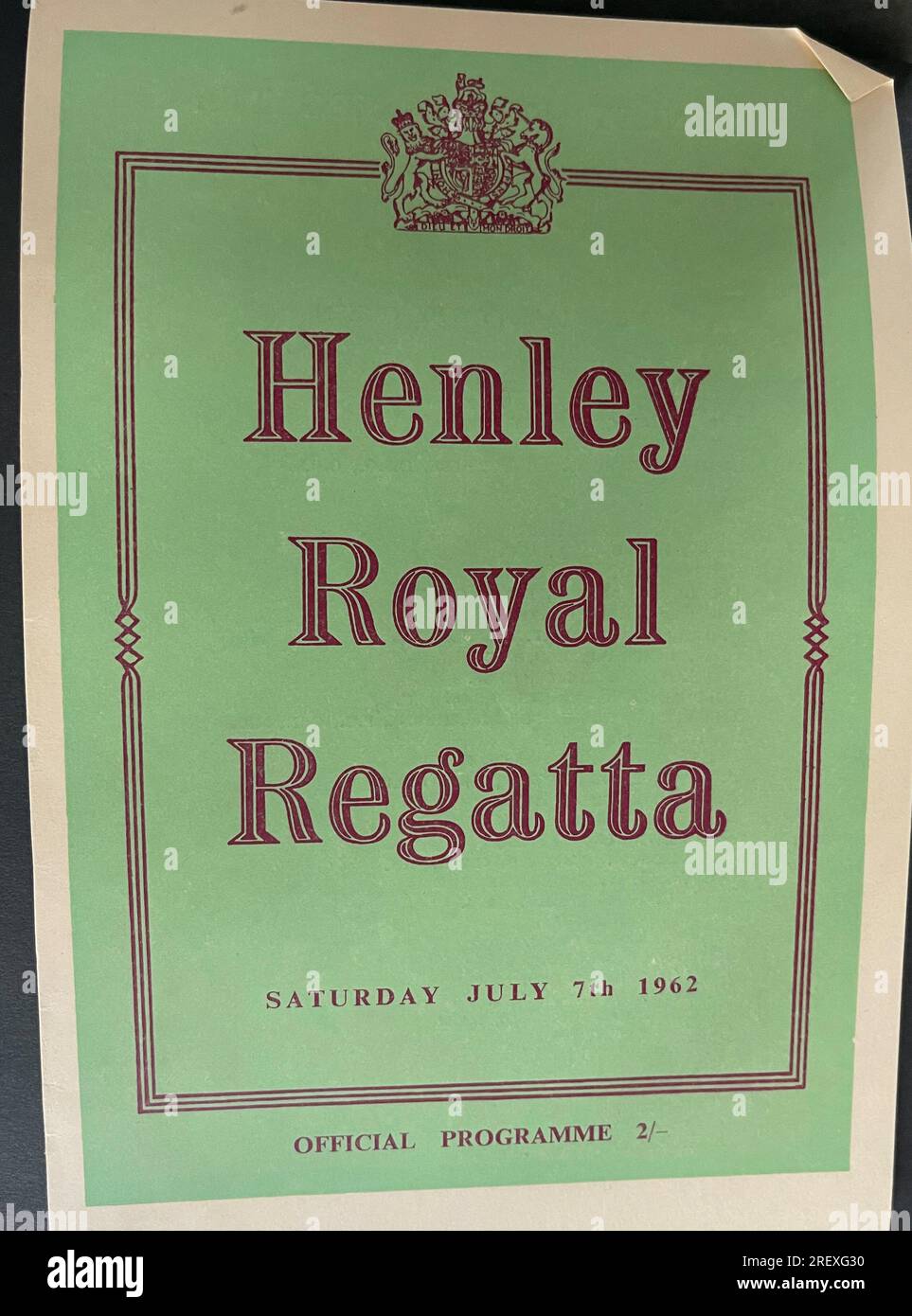 Programma vintage ufficiale della regata Henley Royal, sabato 7 luglio 1862. Foto Stock