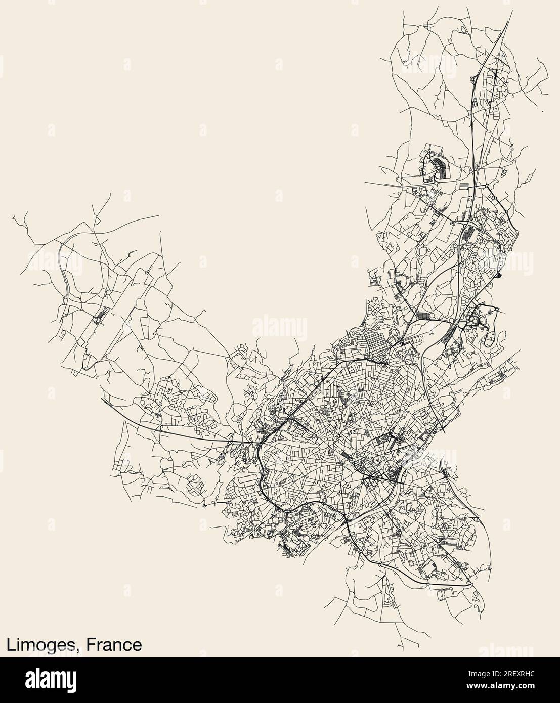 Mappa stradale di LIMOGES, FRANCIA Illustrazione Vettoriale