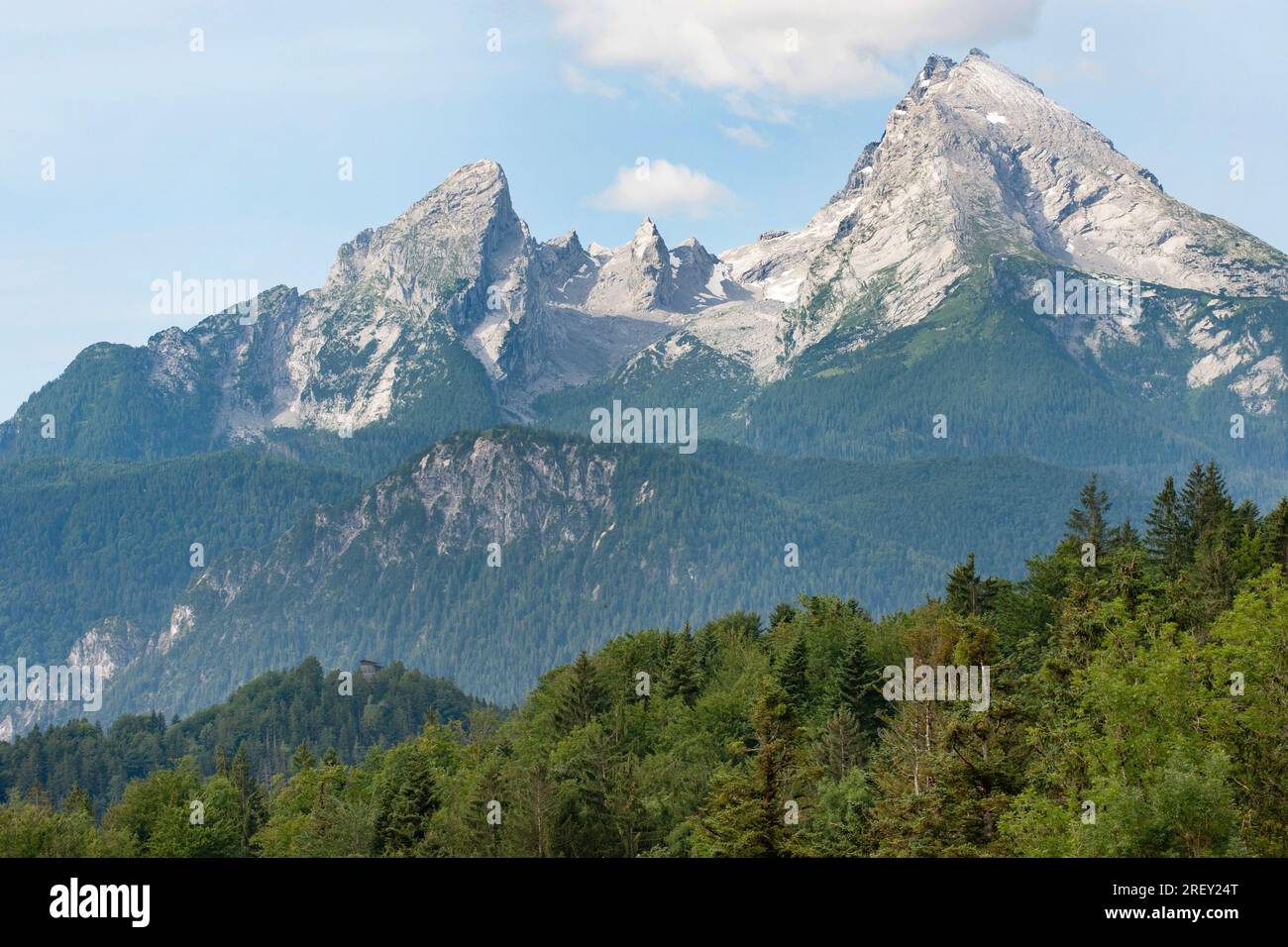 Monte Watzmann a Berchtesgaden, stagione estiva, alta Baviera, Germania Foto Stock