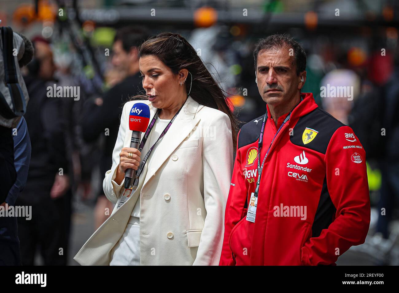Marc Genè, ex pilota di Minardi e Ferrari Ambassador, ora commentatore di Sky Italia durante il GP del Belgio, Spa-Francorchamps 27-30 luglio 2023 Campionato del mondo di Formula 1 2023. Foto Stock