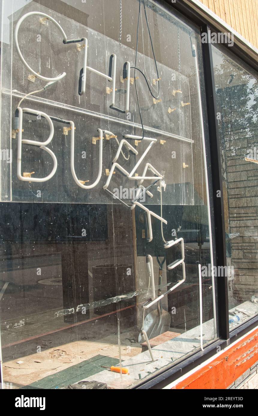 Cartello ristorante con buffet cinese abbandonato Foto Stock