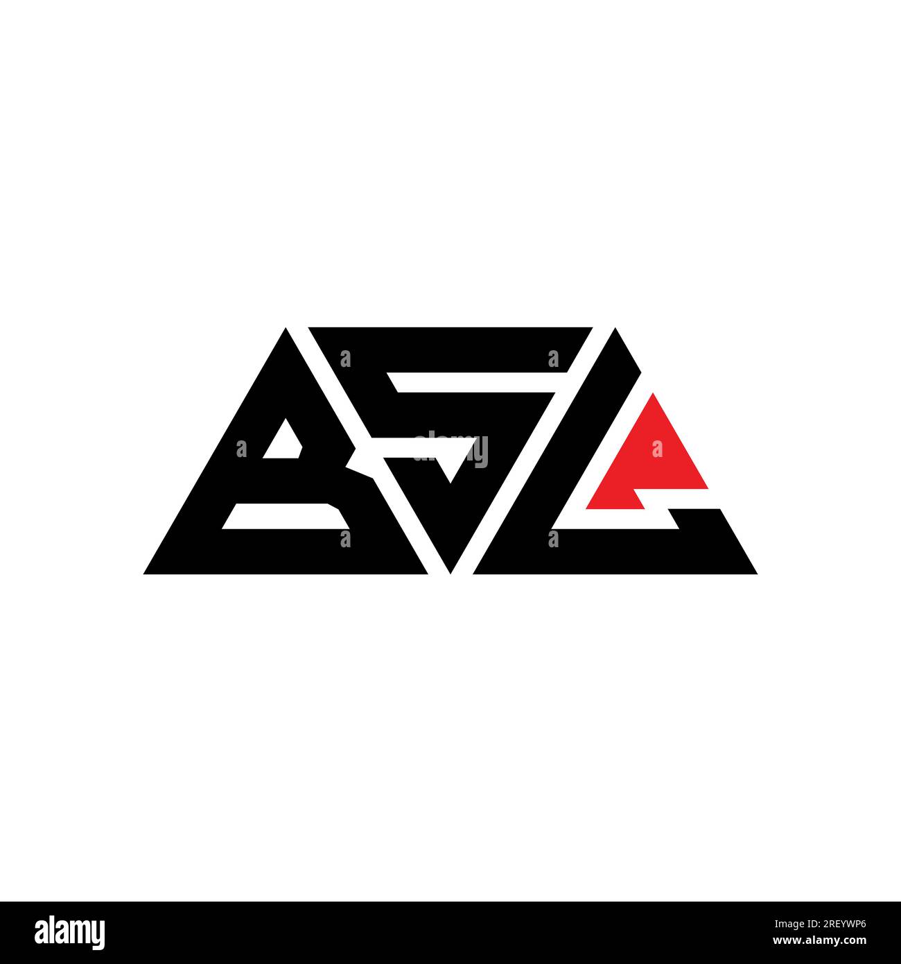 Logo BSL triangolare a lettera con forma triangolare. Monogramma di design con logo triangolare BSL. Modello con logo vettoriale a triangolo BSL di colore rosso. BSL triangul Illustrazione Vettoriale