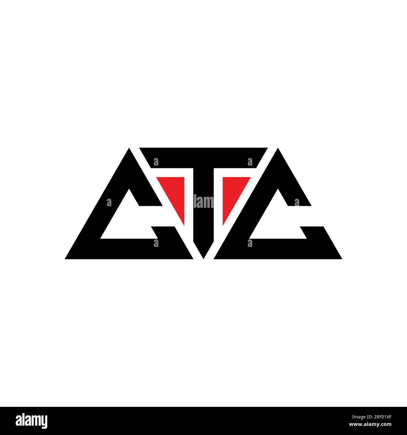 Logo CTC a lettere triangolari con forma a triangolo. Monogramma del design del logo del triangolo CTC. Modello di logo vettoriale a triangolo CTC di colore rosso. CTC triangul Illustrazione Vettoriale