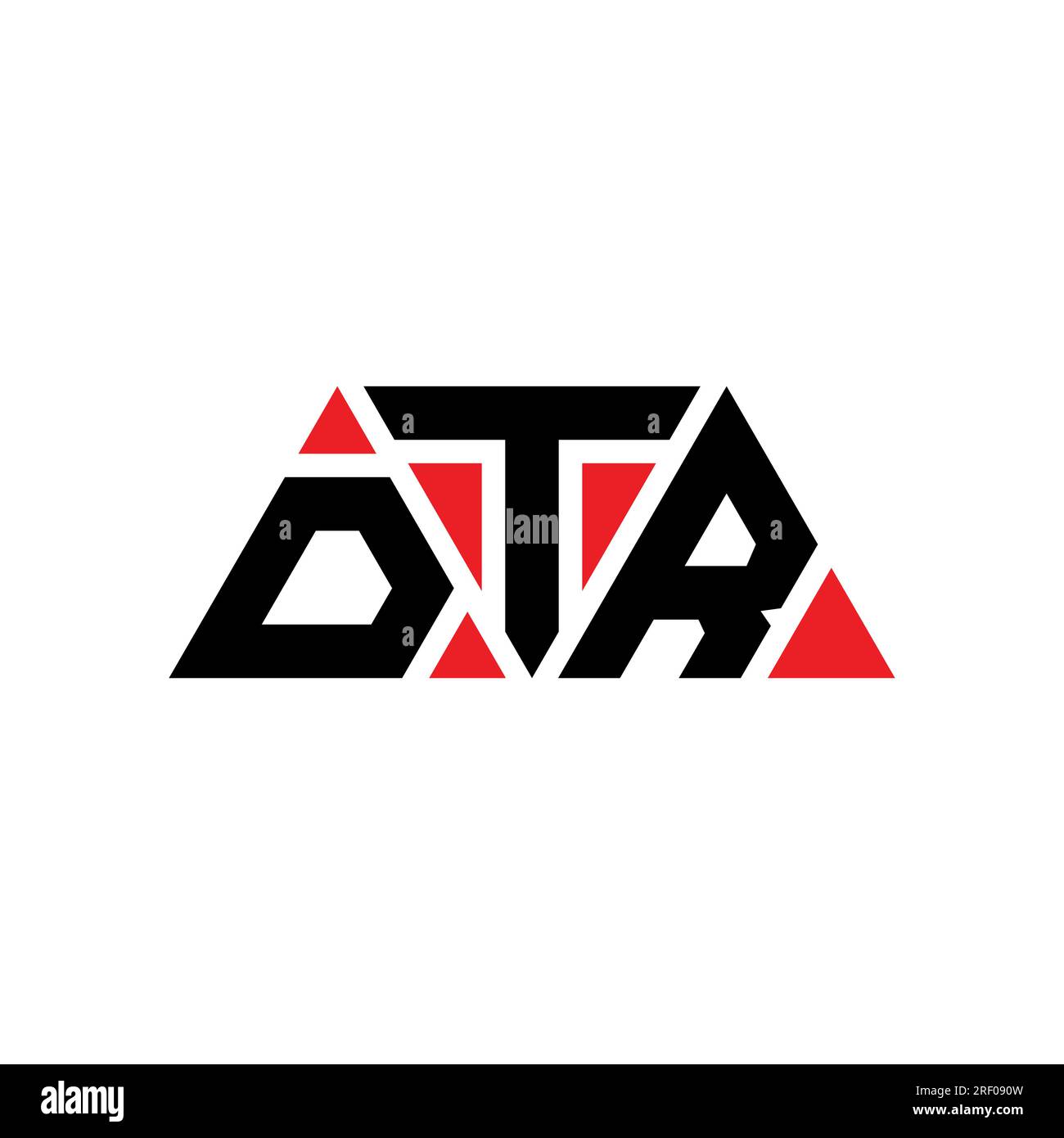 Logo DTR triangolare a lettere con forma triangolare. Monogramma di design con logo triangolare DTR. Modello di logo vettoriale triangolare DTR di colore rosso. DTR triangul Illustrazione Vettoriale