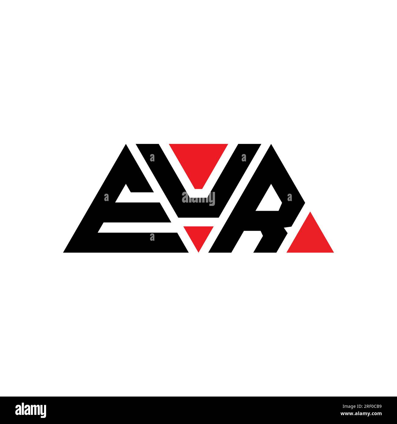 Logo triangolare EUR a lettera con forma triangolare. Monogramma di design con logo triangolare EUR. Modello di logo vettoriale triangolare EUR di colore rosso. EUR triangul Illustrazione Vettoriale