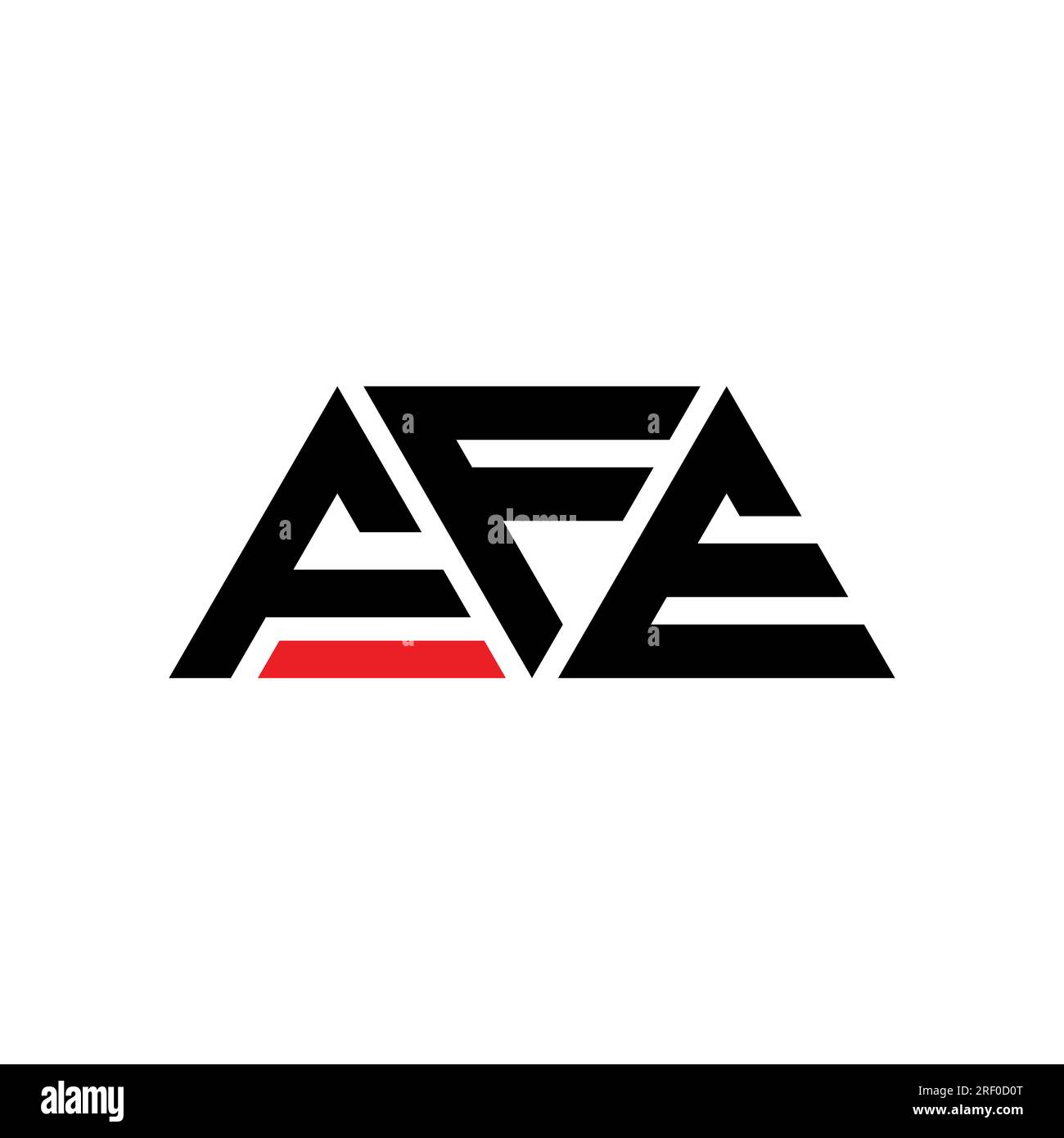 Logo FFE a lettera triangolare con forma a triangolo. Monogramma di design con logo triangolare FFE. Modello di logo vettoriale a triangolo FFE di colore rosso. FFE triangul Illustrazione Vettoriale