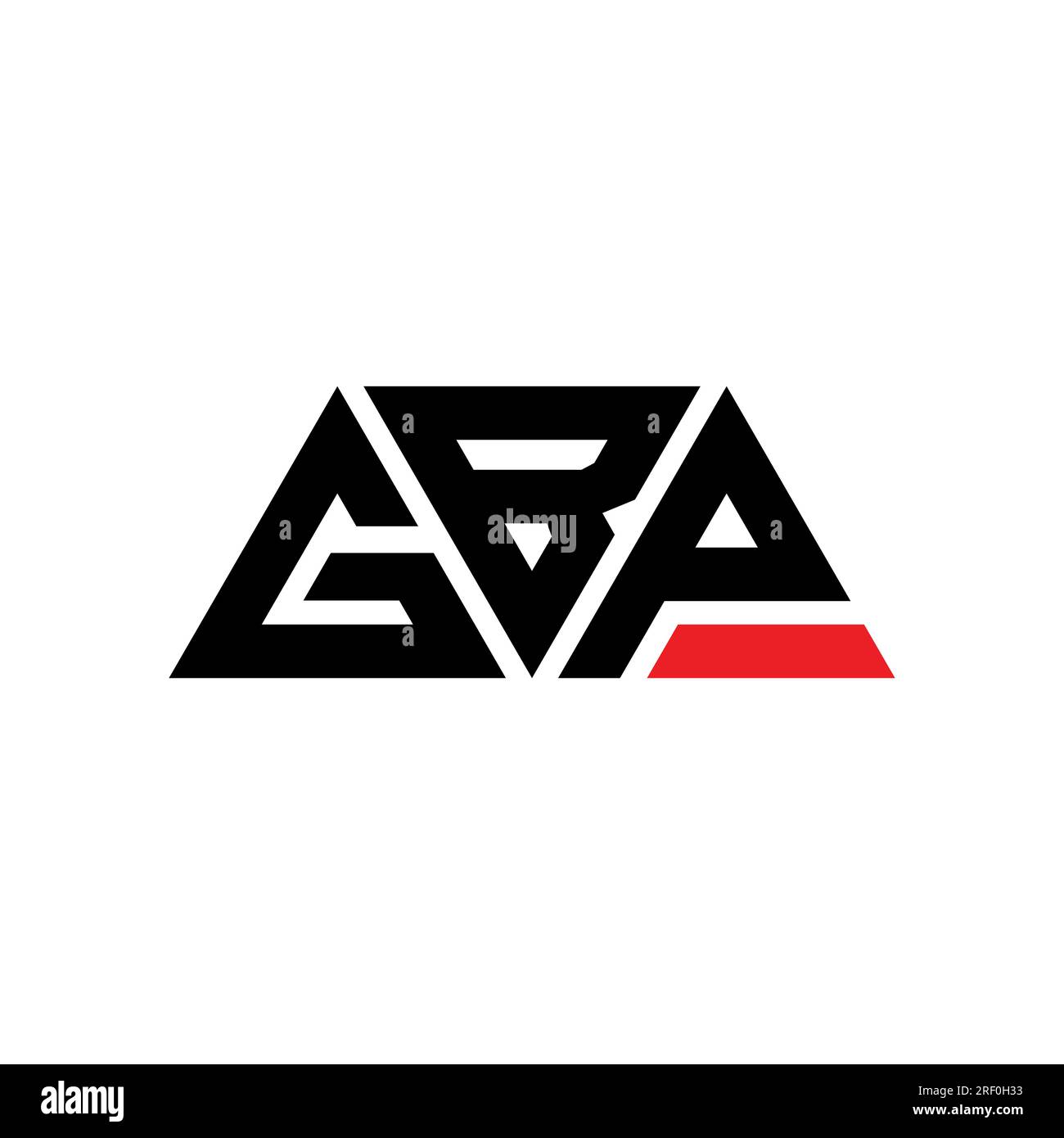 Logo a forma di triangolo GBP con forma a triangolo. Monogramma di design con logo triangolare GBP. Modello di logo vettoriale triangolare GBP di colore rosso. GBP triangul Illustrazione Vettoriale