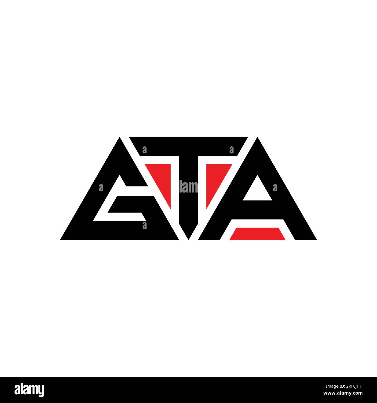 Logo GTA a forma di lettera triangolare con forma a triangolo. Monogramma con logo GTA Triangle. Modello con logo vettoriale GTA triangolare di colore rosso. GTA triangul Illustrazione Vettoriale