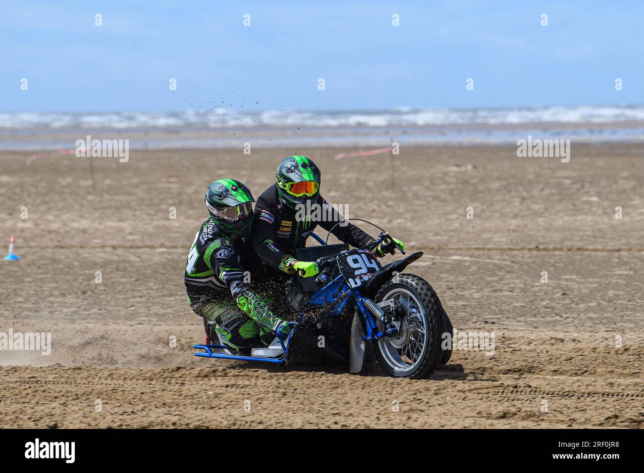 Billy Winterburn & Ryan Wharton (94) in pratica durante il Fylde ACU British Sand Racing Masters Championship a St Annes on Sea, Lancashire domenica 30 luglio 2023. (Foto: Ian Charles | mi News) crediti: MI News & Sport /Alamy Live News Foto Stock