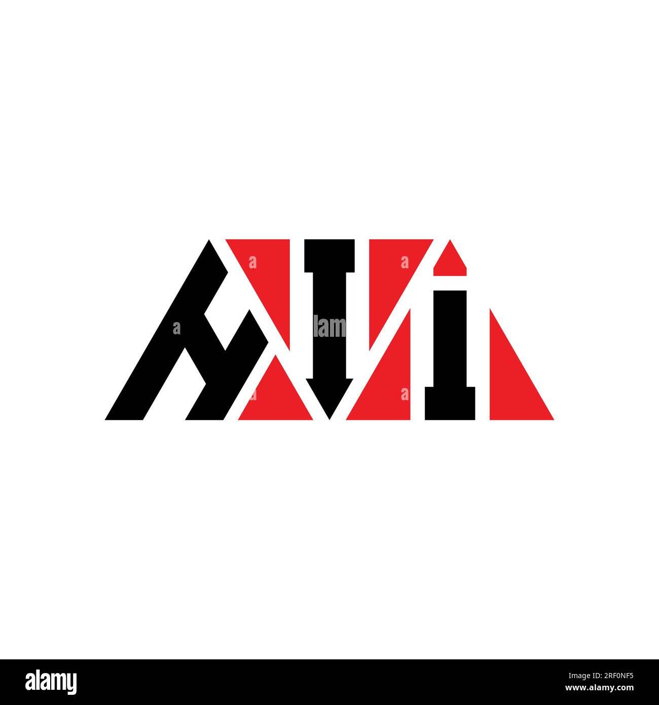 Logo HII triangolare a lettera con forma triangolare. Monogramma con logo triangolare HII. Modello con logo vettoriale triangolare HII di colore rosso. HII triangul Illustrazione Vettoriale