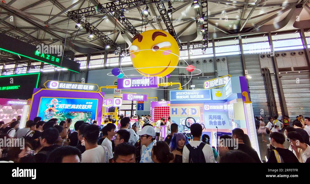 SHANGHAI, CINA - 30 LUGLIO 2023 - i classici memi di Baidu Tieba attirano l'attenzione durante ChinaJoy a Shanghai, Cina, 30 luglio 2023. Foto Stock