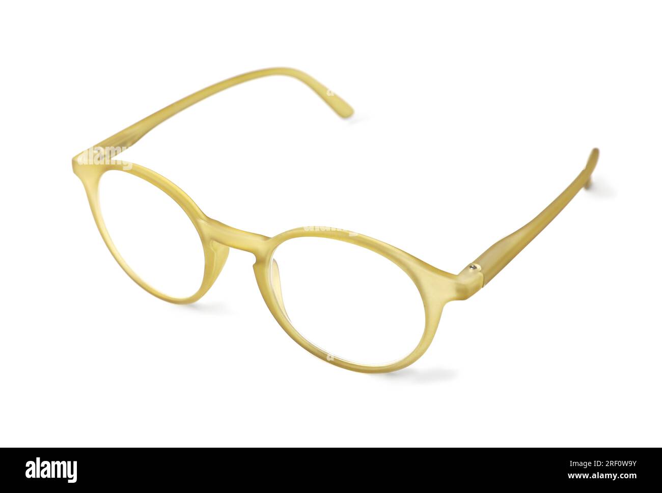 Occhiali con lenti correttive su sfondo bianco Foto Stock