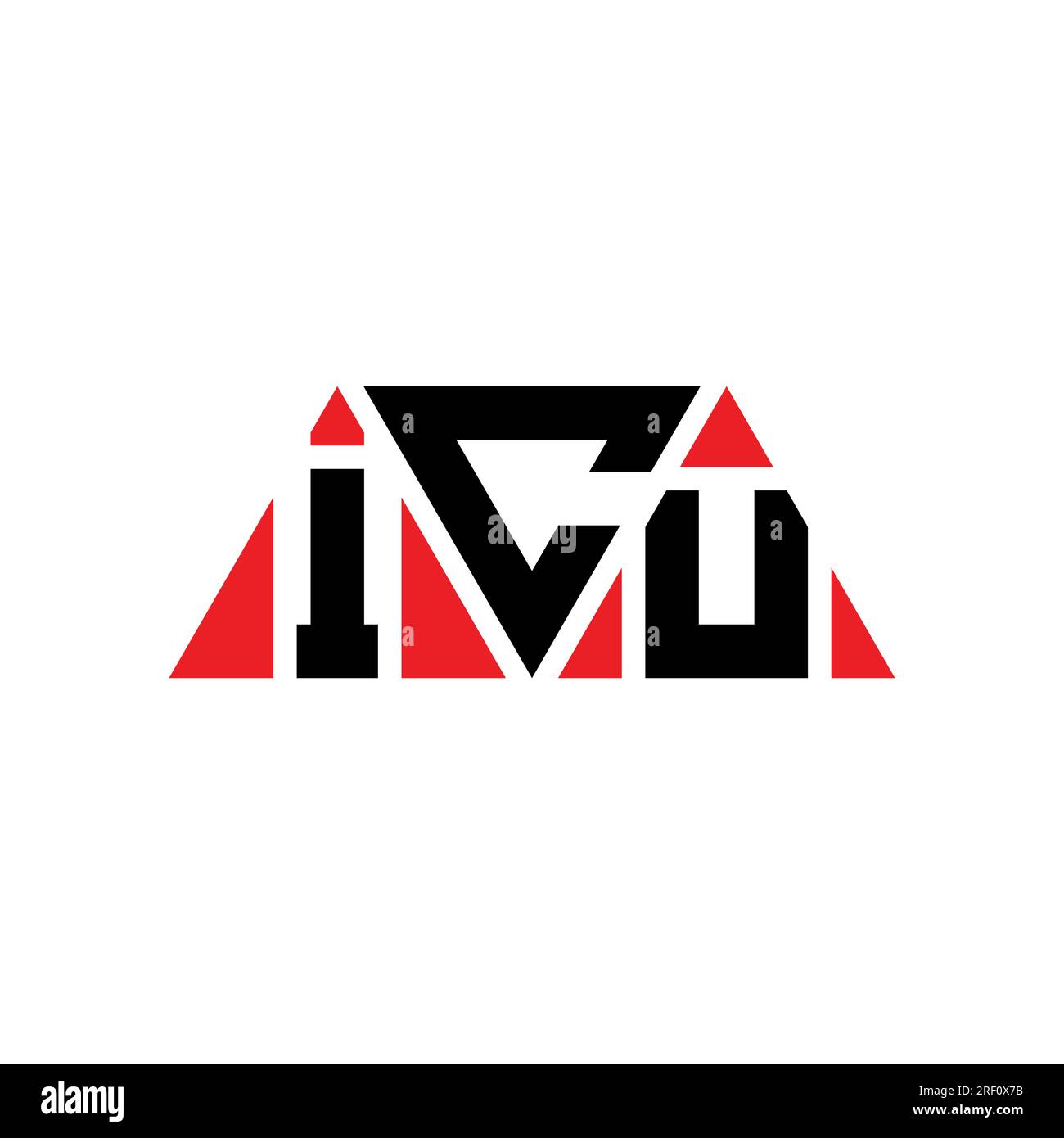 Logo triangolare per terapia intensiva con forma a triangolo. Monogramma di design del logo triangolare per terapia intensiva. Modello di logo vettoriale triangolare per terapia intensiva di colore rosso. Terapia intensiva triangul Illustrazione Vettoriale