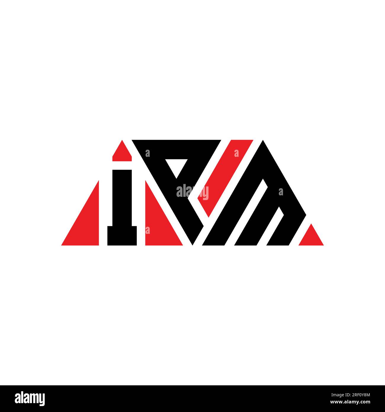 Design con logo IPM a lettera triangolare con forma triangolare. Monogramma di design con logo triangolare IPM. Modello di logo vettoriale triangolare IPM di colore rosso. IPM triangul Illustrazione Vettoriale