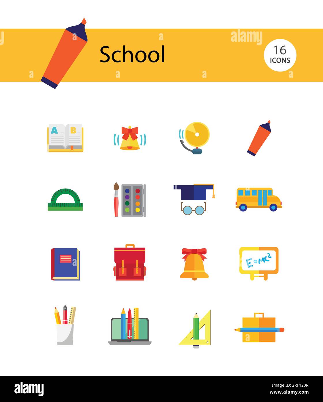 Icone scuola impostate Illustrazione Vettoriale