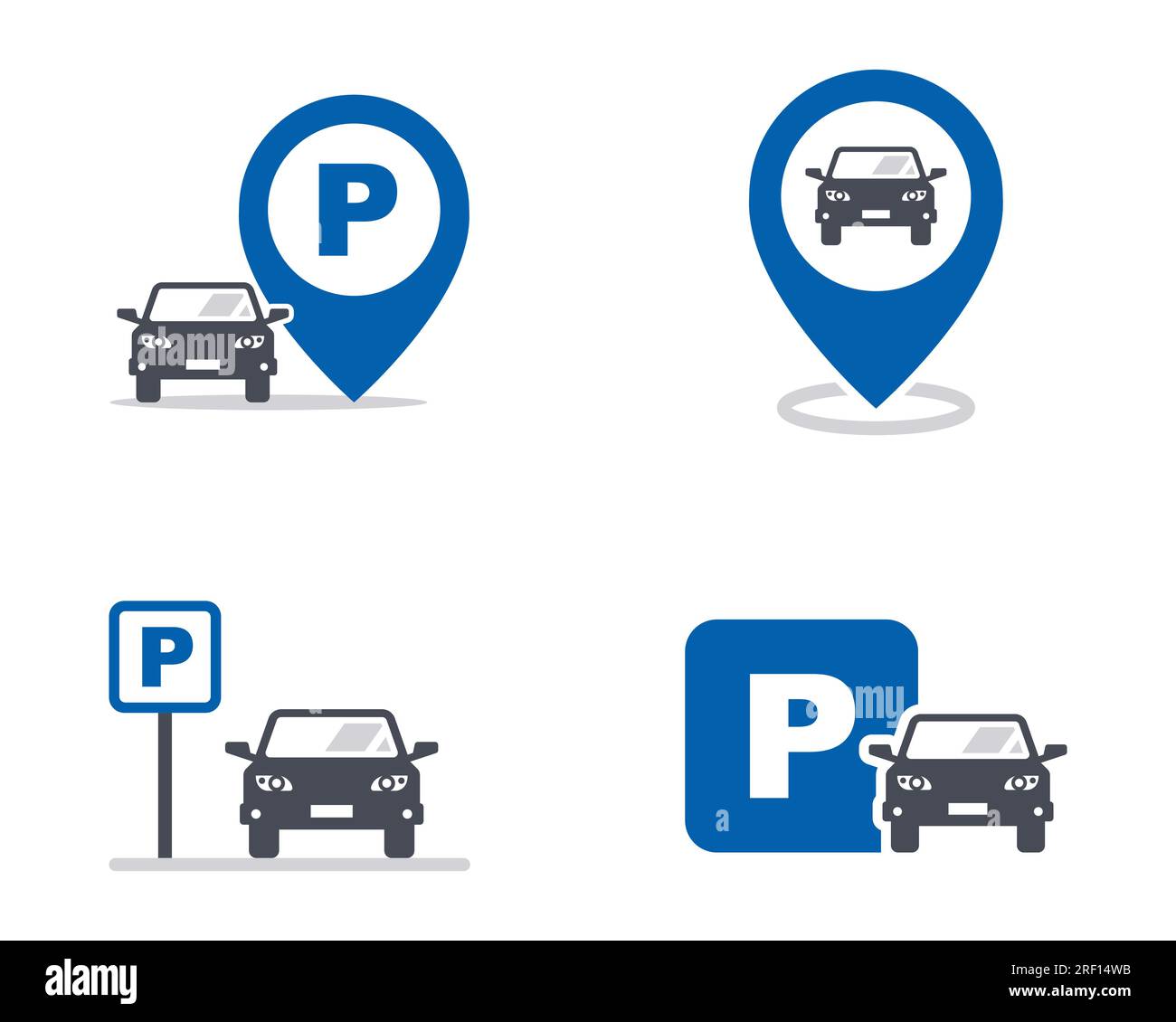 set di icone di parcheggio per auto. illustrazione del vettore piatto. Illustrazione Vettoriale