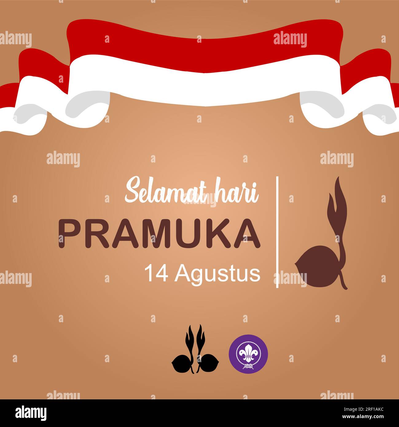 Happy Scout Day 14 agosto giornata del Festival Indonesiano. Selamat Hari Pramuka. Illustrazione vettoriale. Ragazzi e ragazze studenti festeggiano il giorno della pramuka. Illustrazione Vettoriale