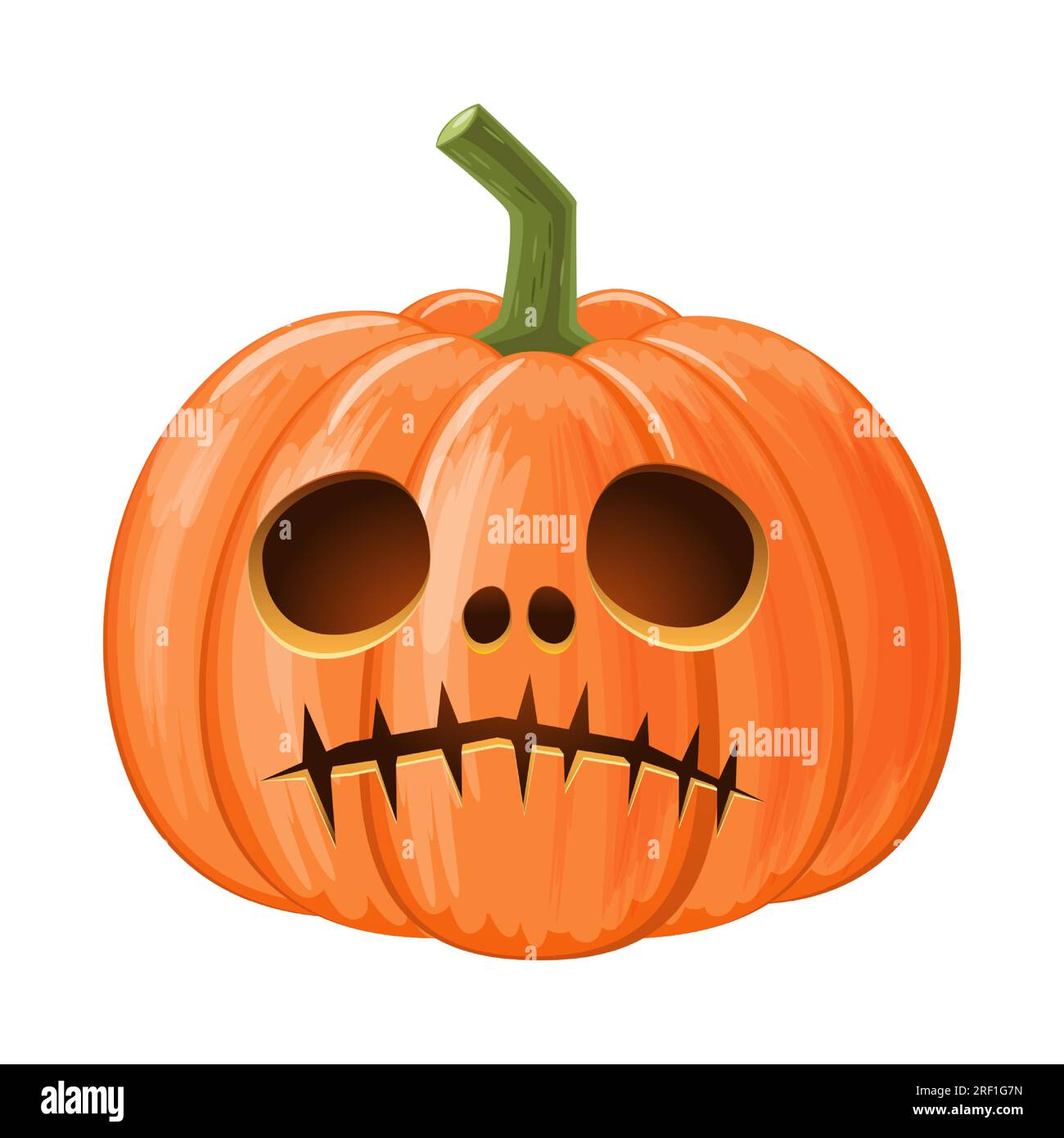 Zucca di Halloween. Jack o'lantern. Sfondo bianco isolato . Vettore . Illustrazione Vettoriale