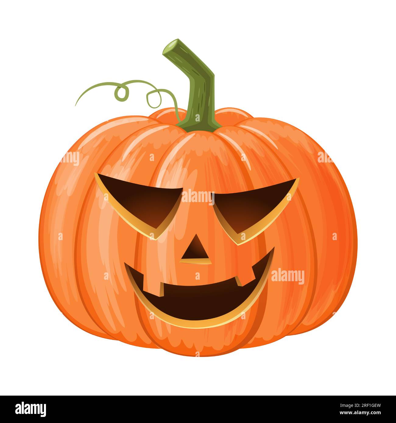 Zucca di Halloween. Jack o'lantern. Sfondo bianco isolato . Vettore . Illustrazione Vettoriale