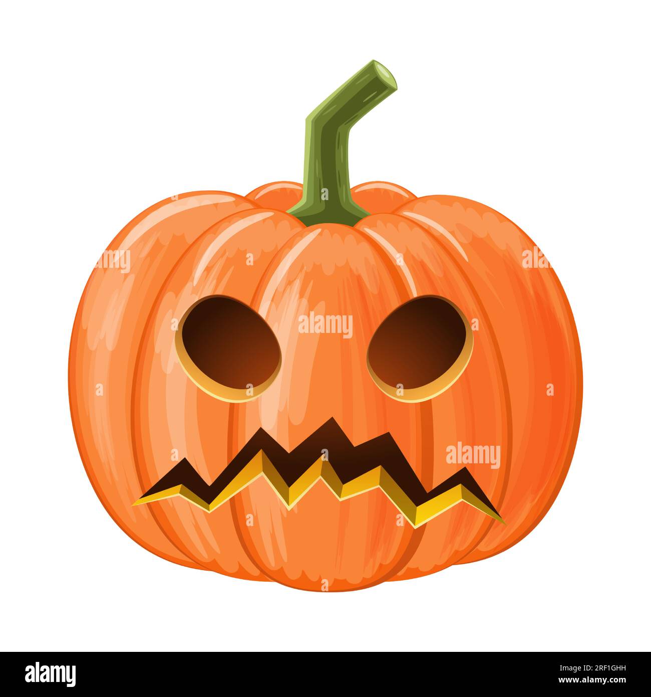 Zucca di Halloween. Jack o'lantern. Sfondo bianco isolato . Vettore . Illustrazione Vettoriale