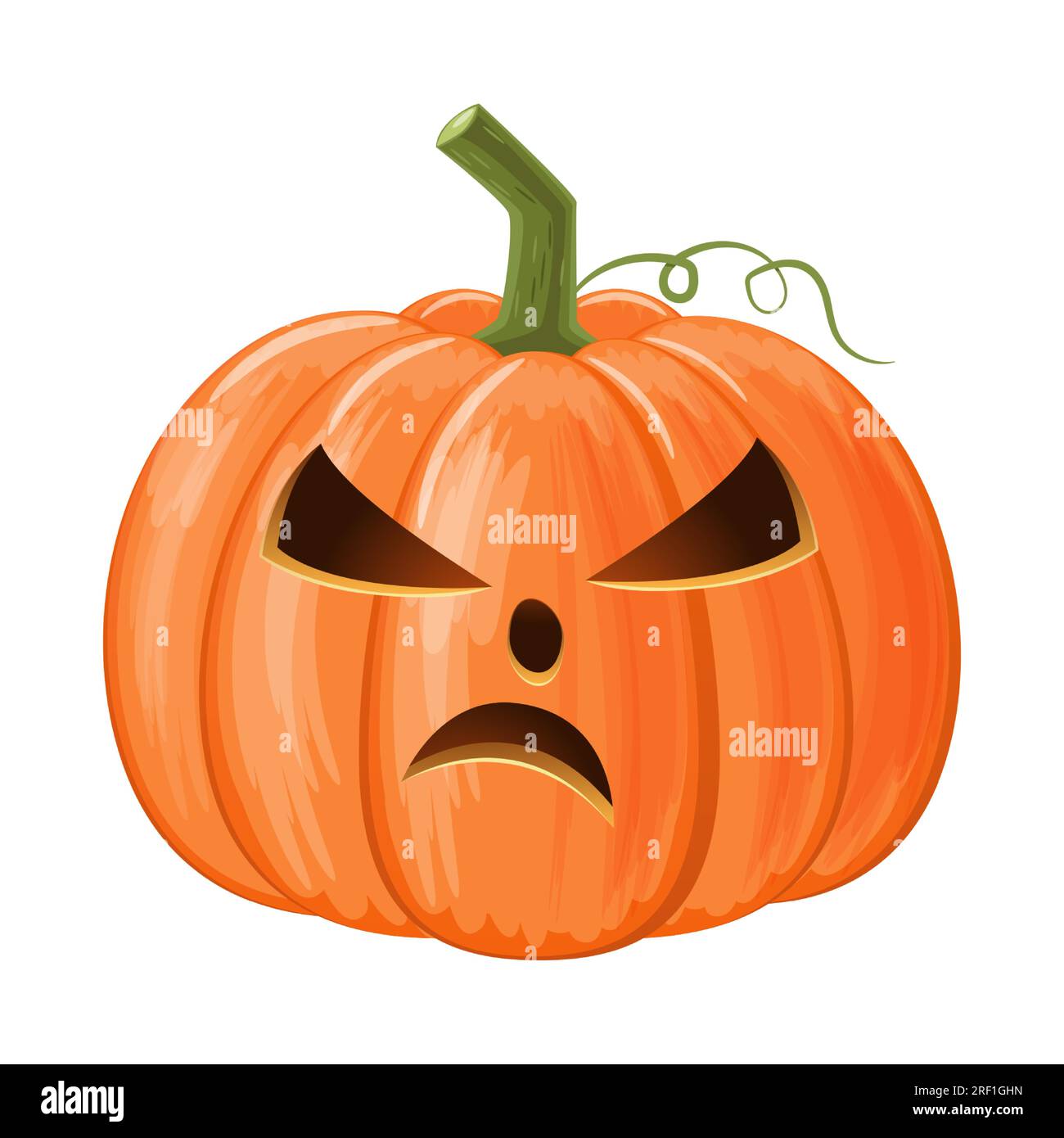 Zucca di Halloween. Jack o'lantern. Sfondo bianco isolato . Vettore . Illustrazione Vettoriale