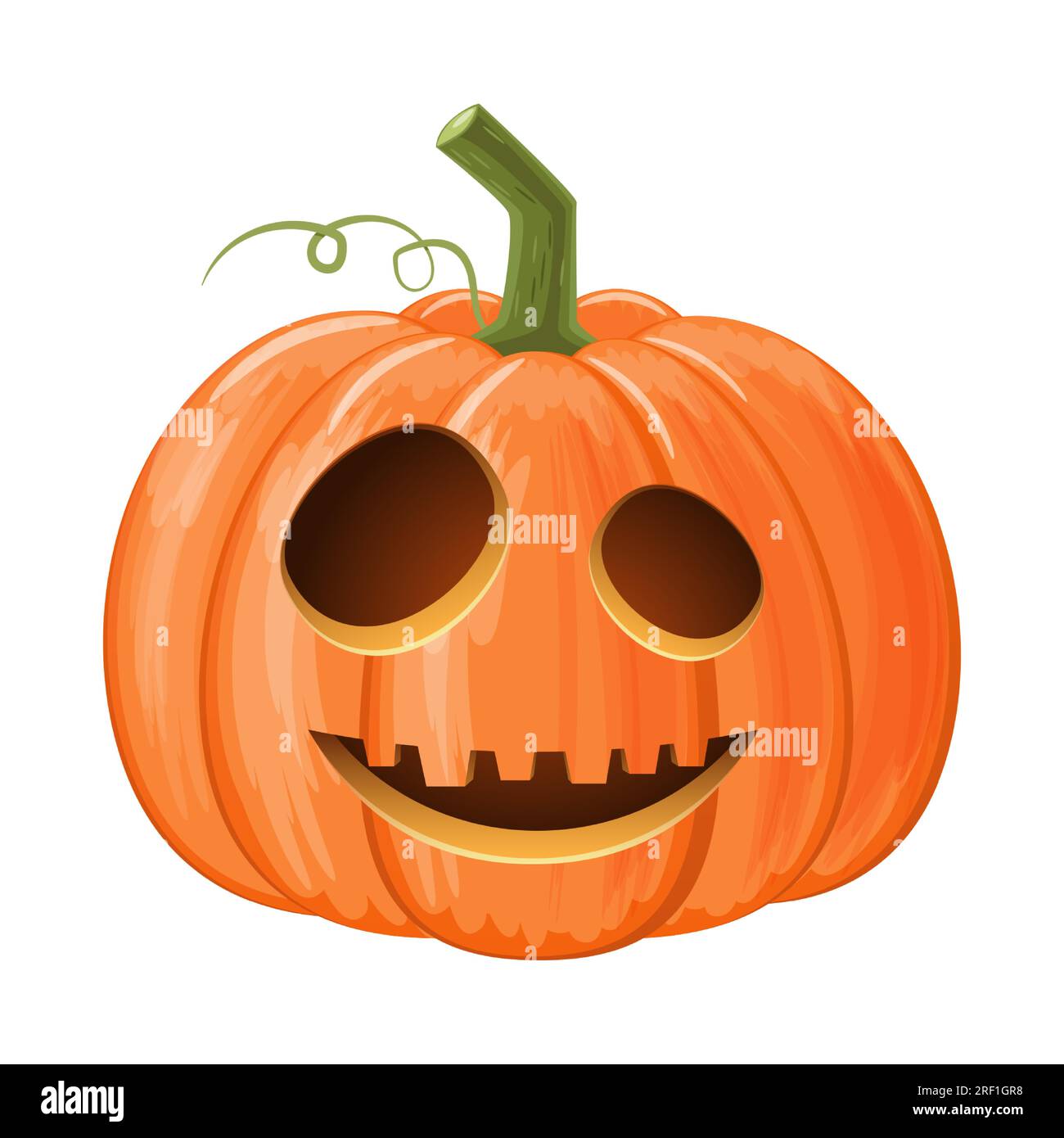 Zucca di Halloween. Jack o'lantern. Sfondo bianco isolato . Vettore . Illustrazione Vettoriale