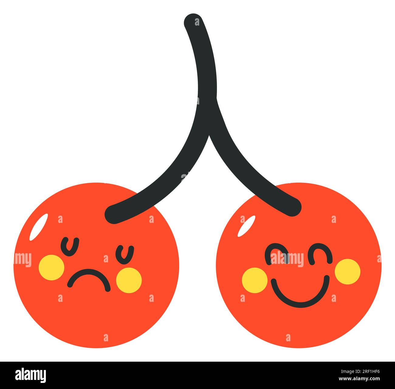 Cherry personaggi isolati triste personaggio positivo Illustrazione Vettoriale