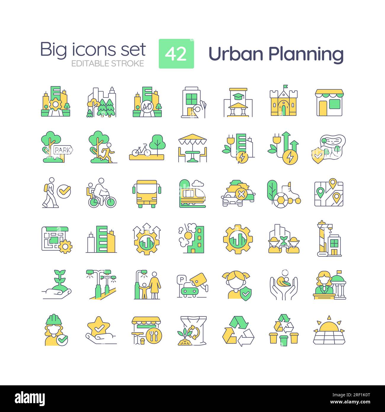 Impostazione delle icone dei colori RGB per la pianificazione urbana Illustrazione Vettoriale