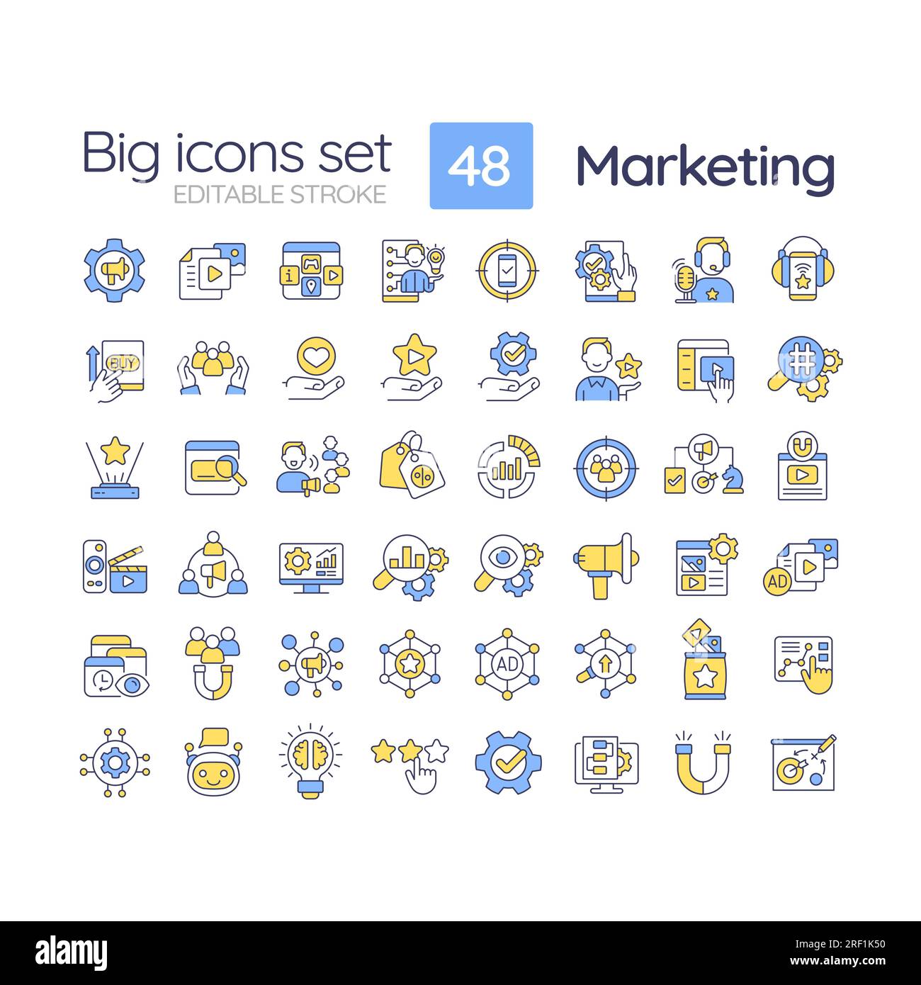Set di icone di colore RGB di marketing Illustrazione Vettoriale