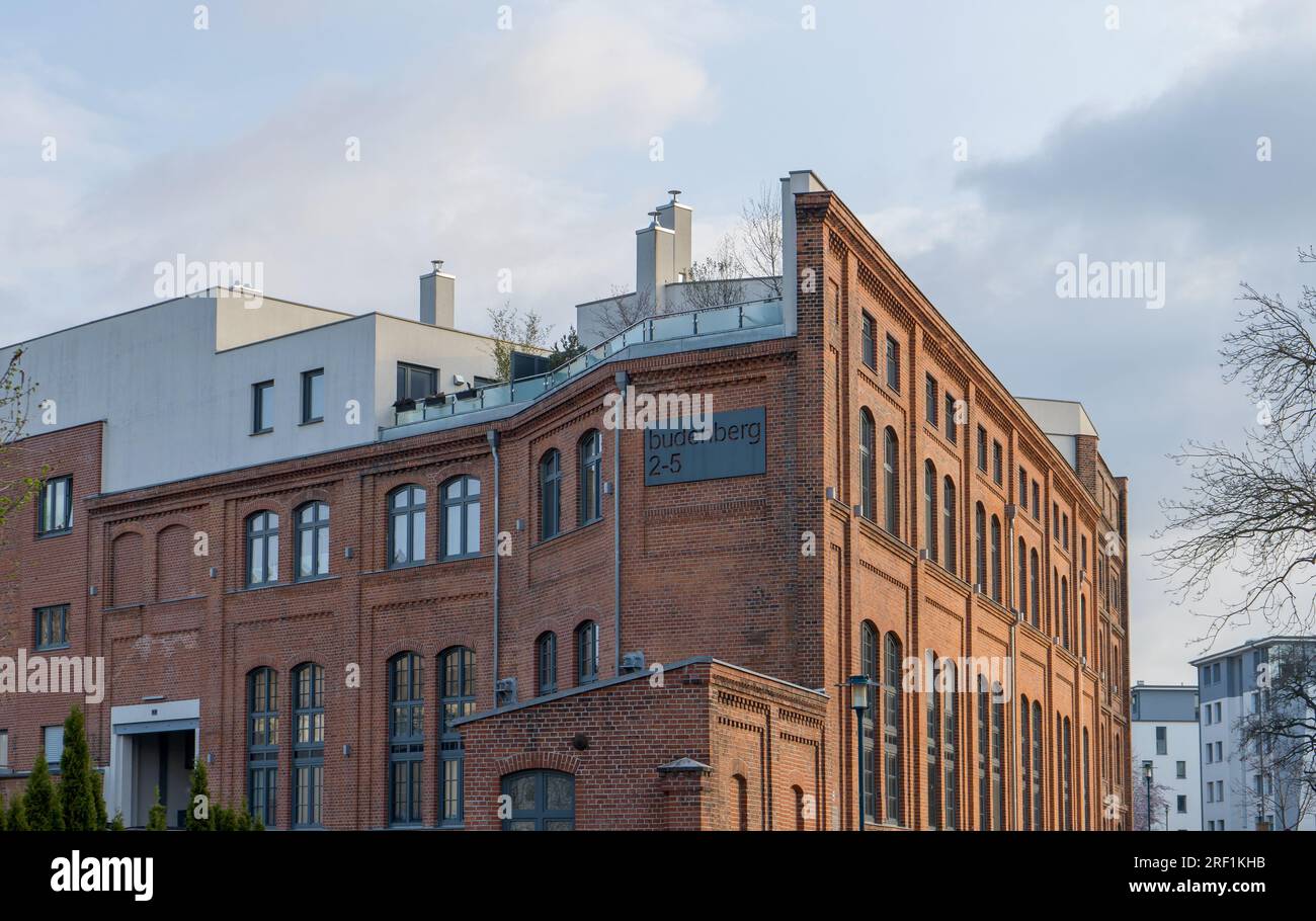 Ex fabbrica in Budenbergstrasse a Magdeburg Foto Stock