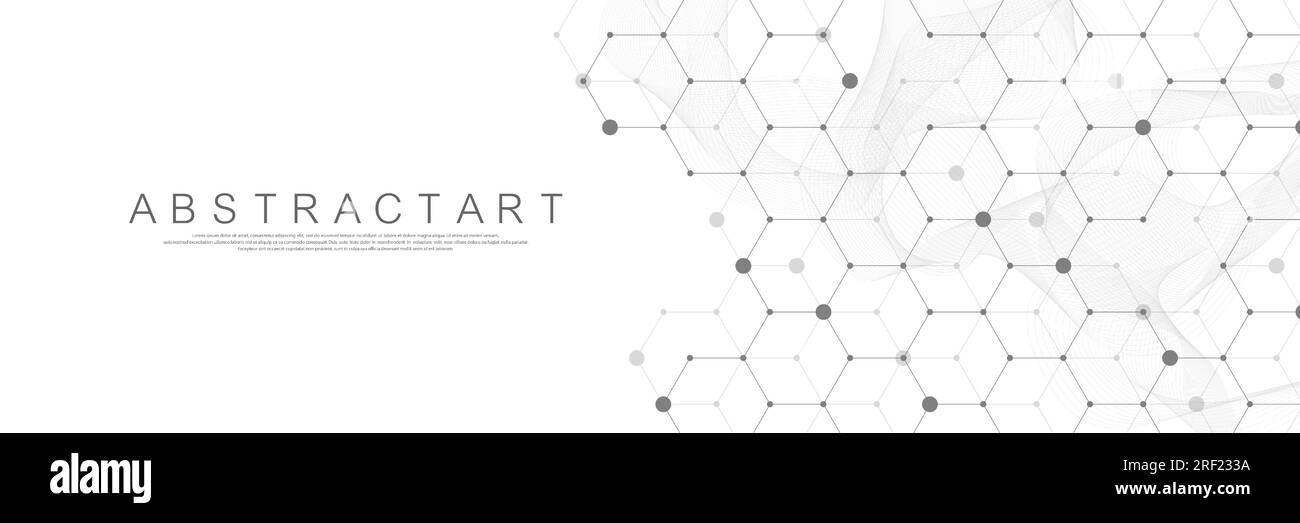 Progettazione di background del concetto di innovazione del modello medico e dell'assistenza sanitaria. Gli esagoni geometrici astratti modellano la medicina e il background scientifico. Vettore Illustrazione Vettoriale