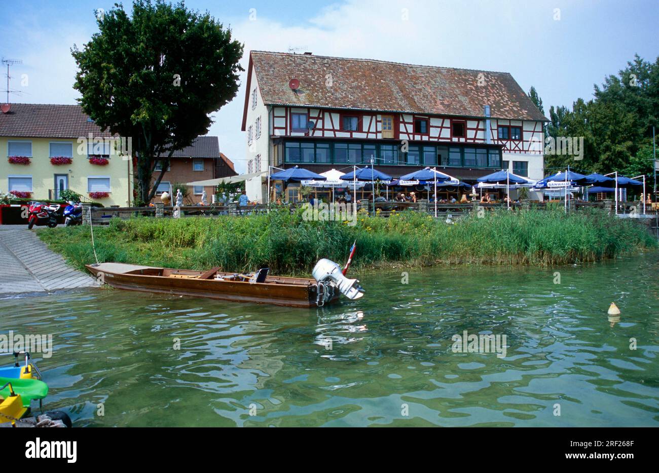 Gasthof 'Schloessle', Horn, Gaienhofen, Lago di Costanza penisola Hoeri, Baden-Wuerttemberg, Germania Foto Stock