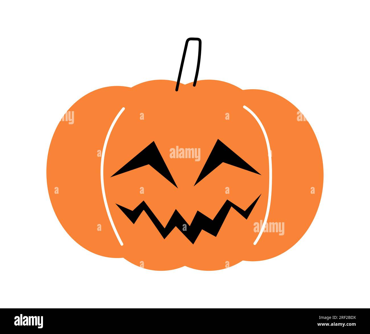 Zucca di Halloween. Jack o'lantern. Design piatto . Sfondo bianco isolato . Vettore . Illustrazione Vettoriale