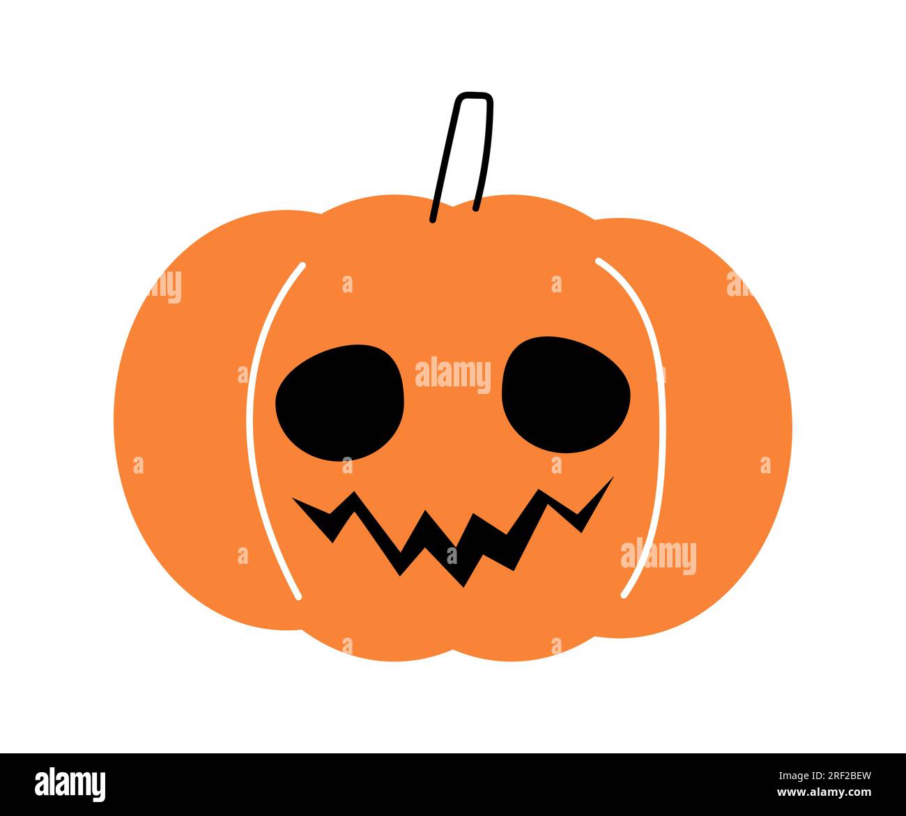 Zucca di Halloween. Jack o'lantern. Design piatto . Sfondo bianco isolato . Vettore . Illustrazione Vettoriale