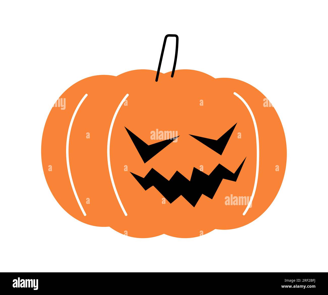 Zucca di Halloween. Jack o'lantern. Design piatto . Sfondo bianco isolato . Vettore . Illustrazione Vettoriale