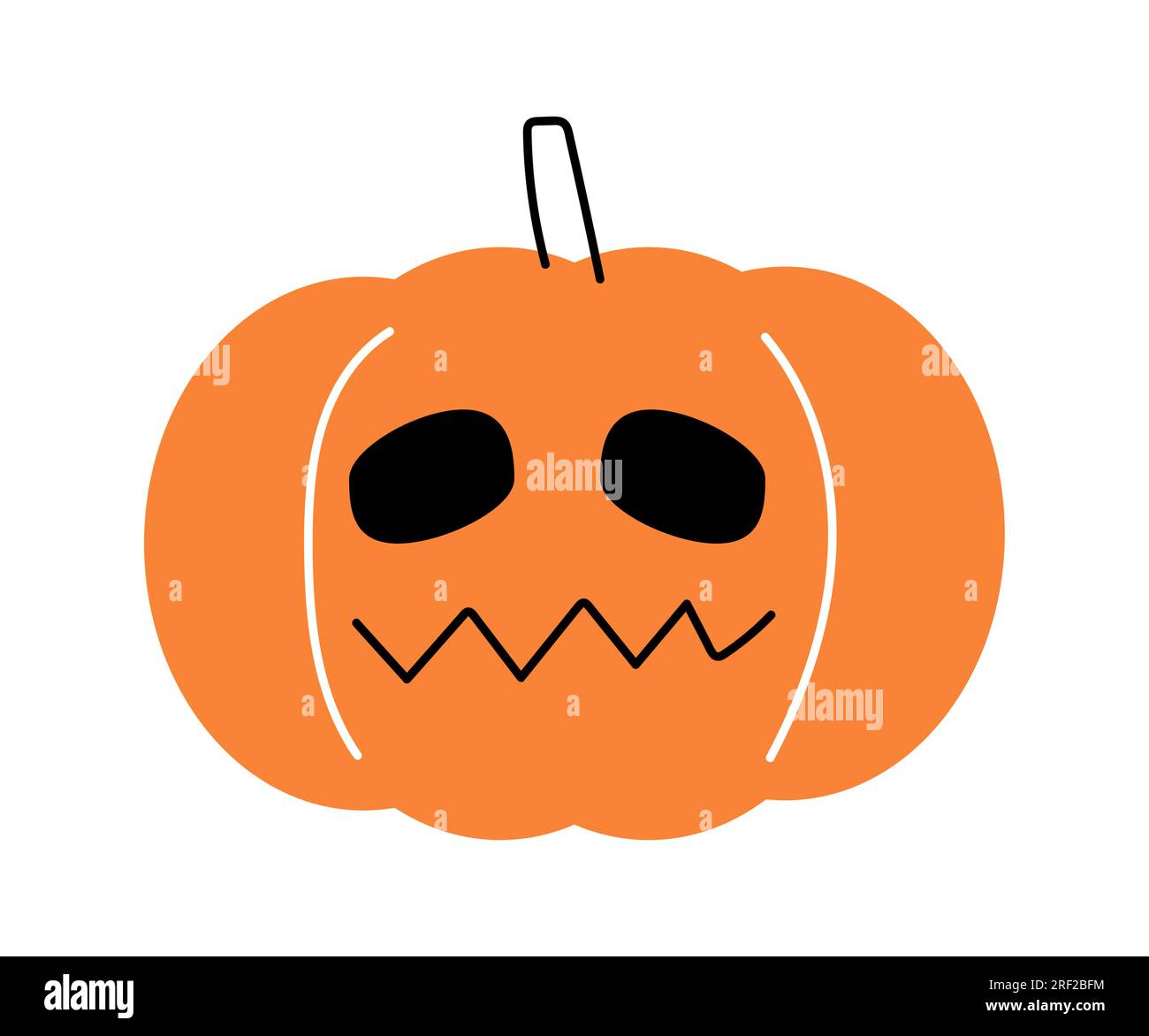 Zucca di Halloween. Jack o'lantern. Design piatto . Sfondo bianco isolato . Vettore . Illustrazione Vettoriale