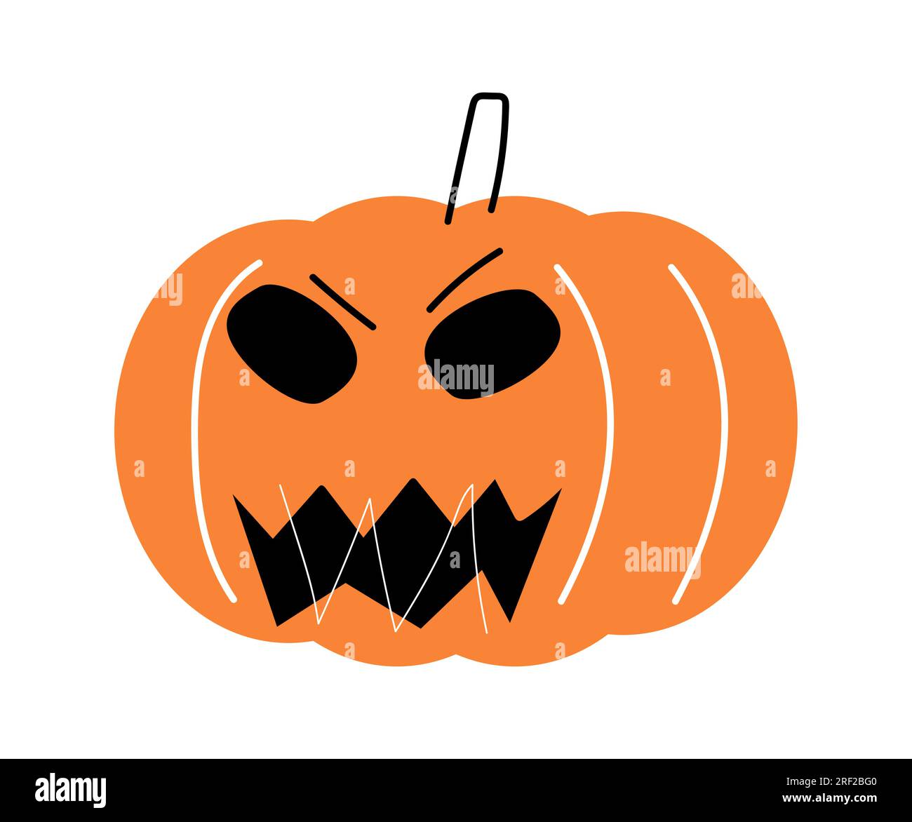 Zucca di Halloween. Jack o'lantern. Design piatto . Sfondo bianco isolato . Vettore . Illustrazione Vettoriale