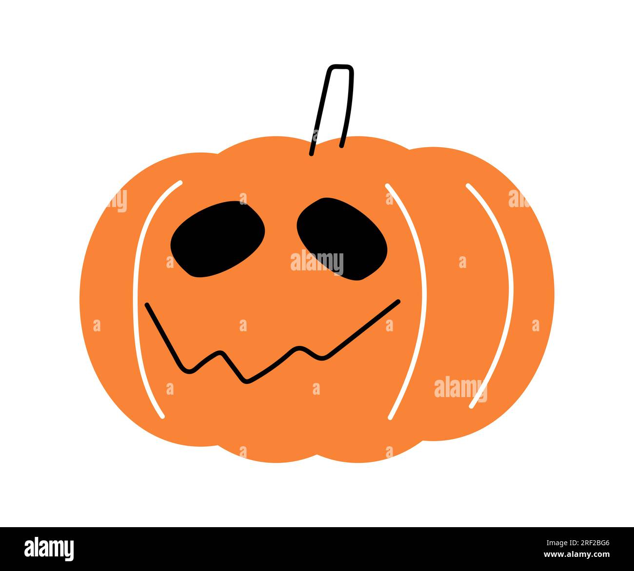 Zucca di Halloween. Jack o'lantern. Design piatto . Sfondo bianco isolato . Vettore . Illustrazione Vettoriale